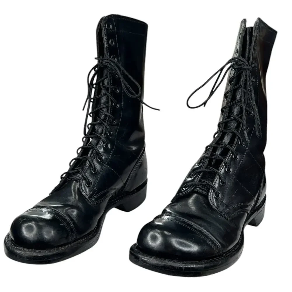 Vintage Corcoran Men's Narrow Cap Toe Black Leather 1500 Jump Boots Size 6.5 C